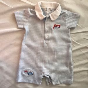 Kissy Kissy fire truck and police car short playsuit emergency vehicle one piece